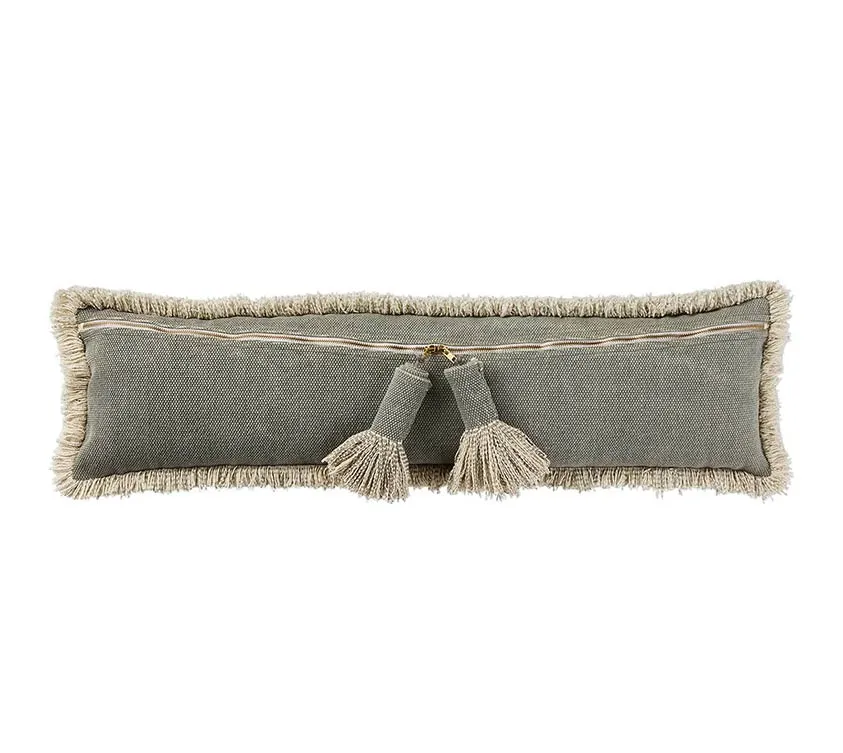 Mud Pie Gray Dhurrie Tassel Long Pillow