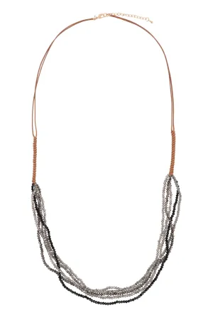MULTI STRAND BEADS LEATHER CORD NECKLACE