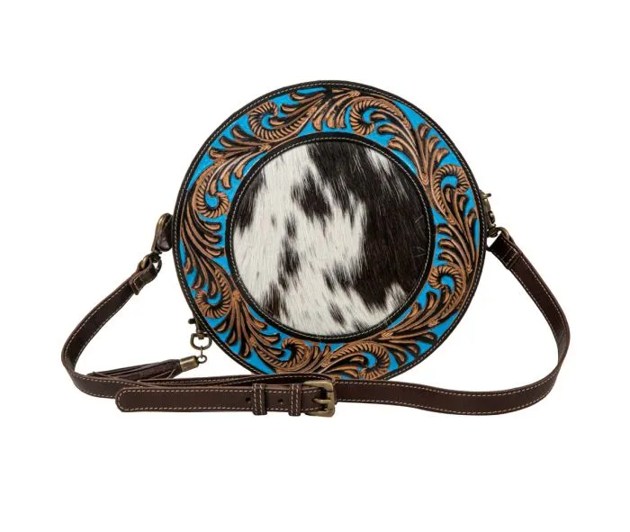Myra Bag Night Gaze Hand-tooled Round Bag