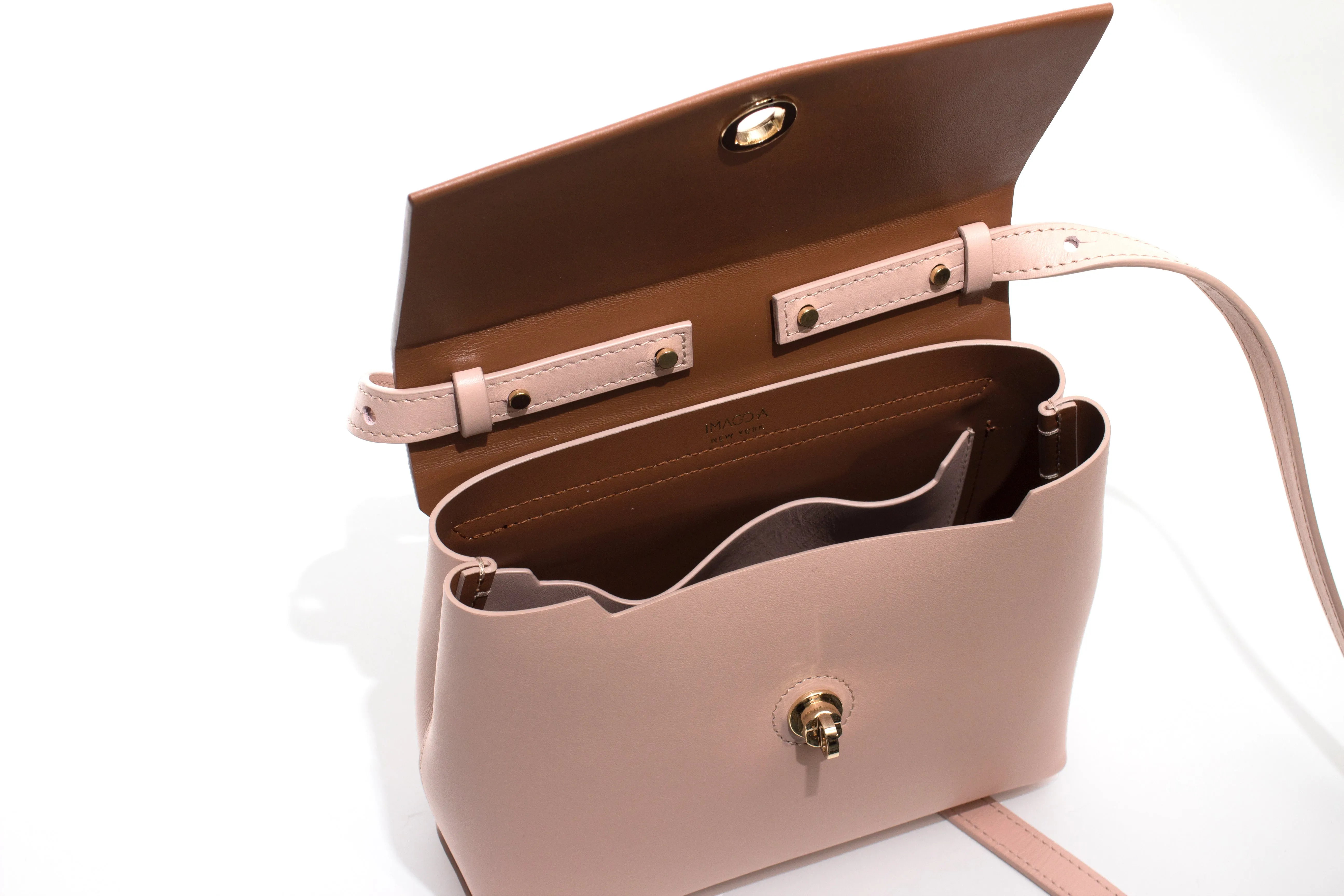 Nº48 Carré Top Handle Mini - Saddle   Blush