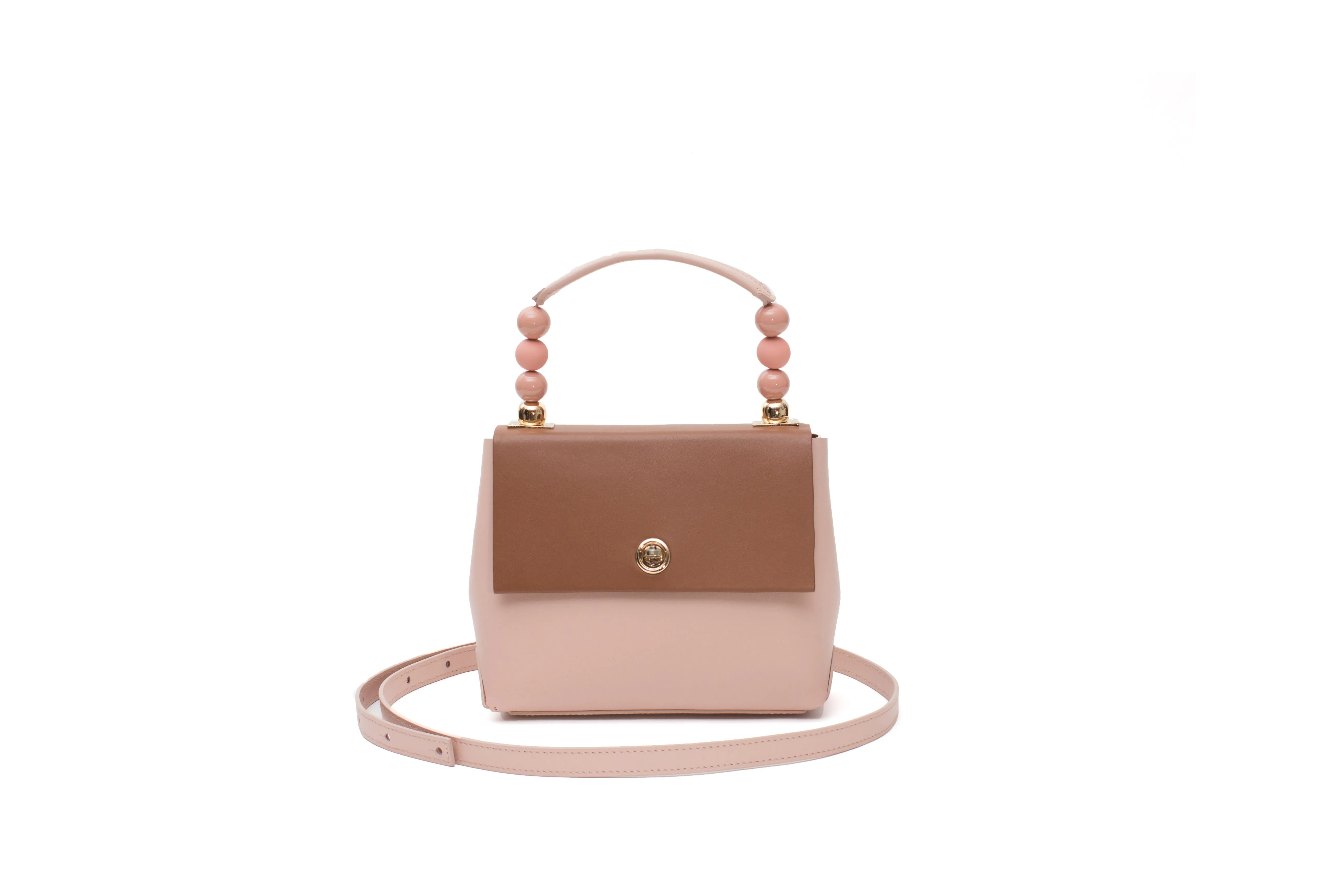 Nº48 Carré Top Handle Mini - Saddle   Blush