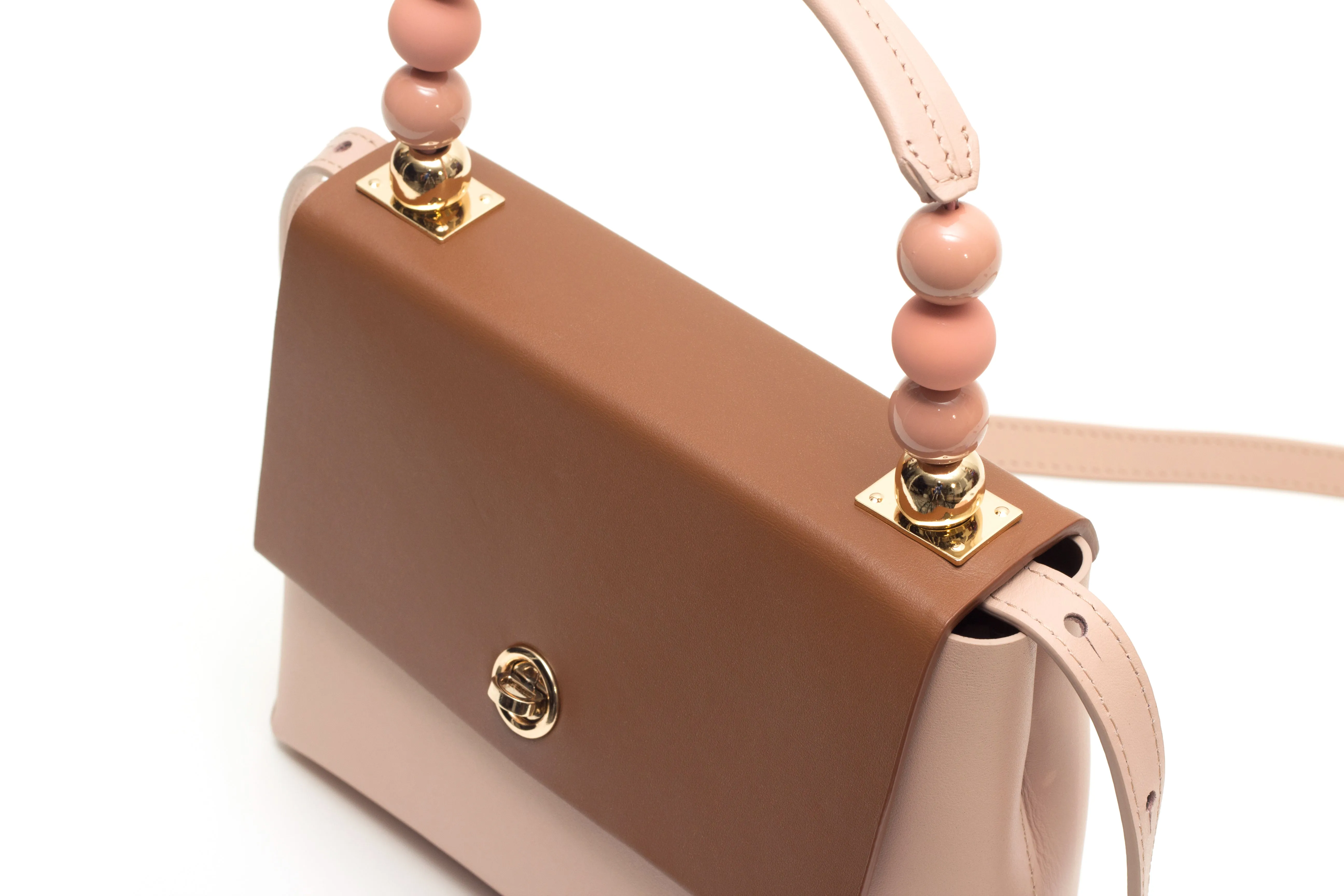 Nº48 Carré Top Handle Mini - Saddle   Blush
