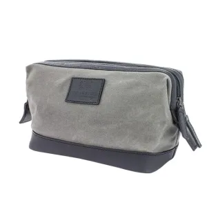 Navigator Waxed Canvas & Leather Washbag Grey