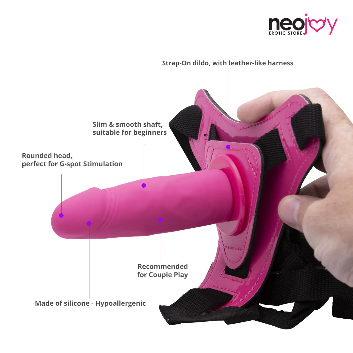 Neojoy - Realistic Strap-Ons Dildo TPE With Suction Cup - Pink - 11cm - 4.3 inch