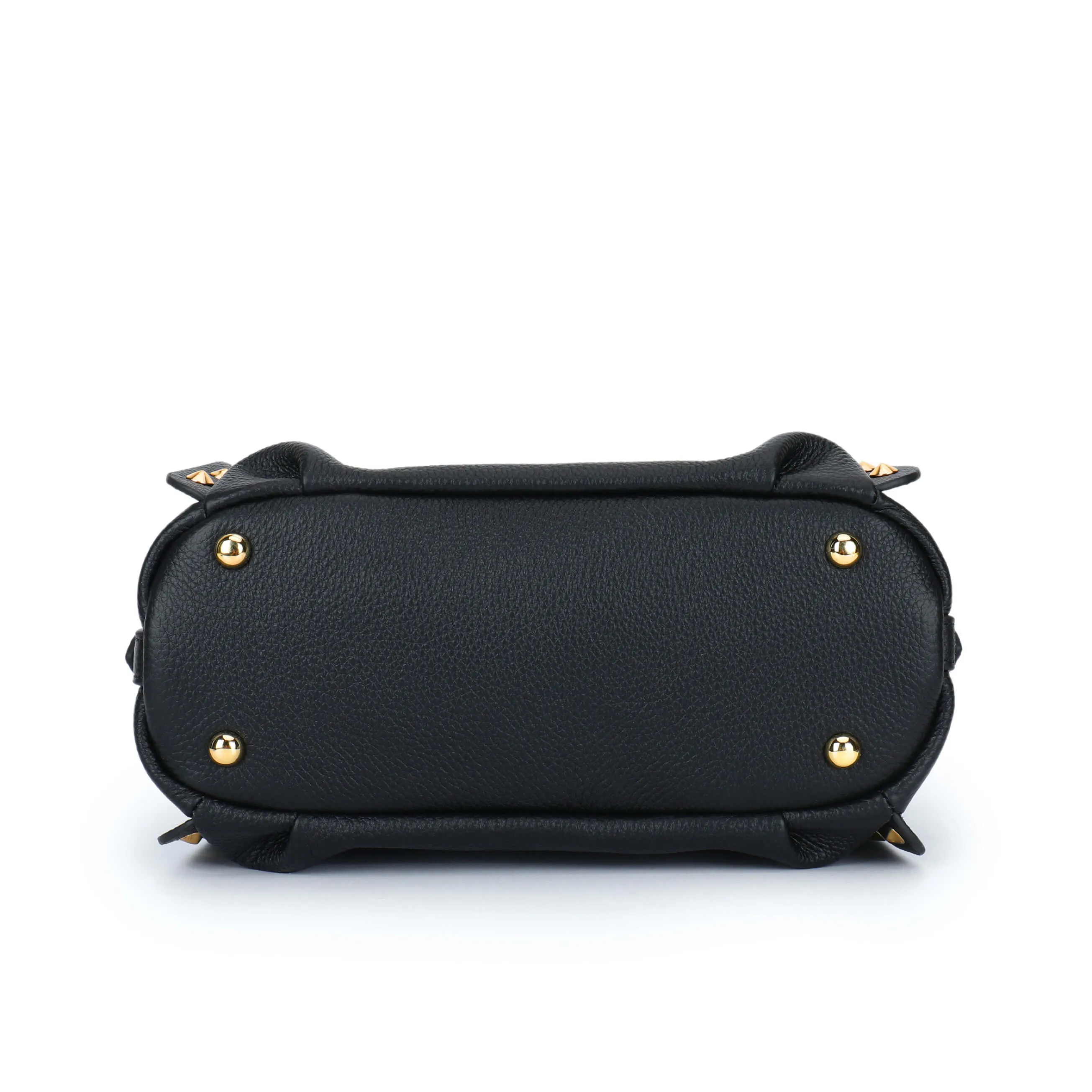 Nero Onyx Studded Barrel Bag - Black Leather