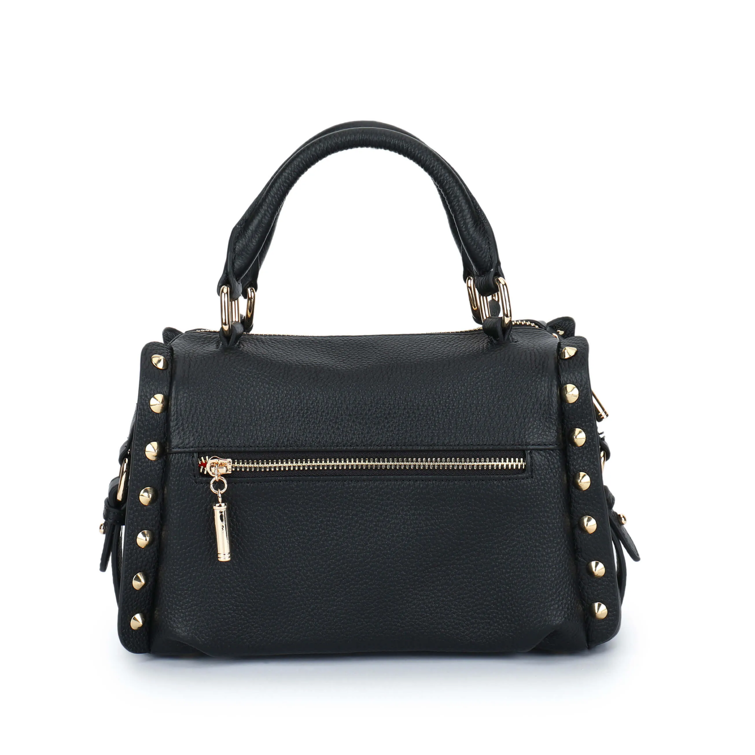Nero Onyx Studded Barrel Bag - Black Leather