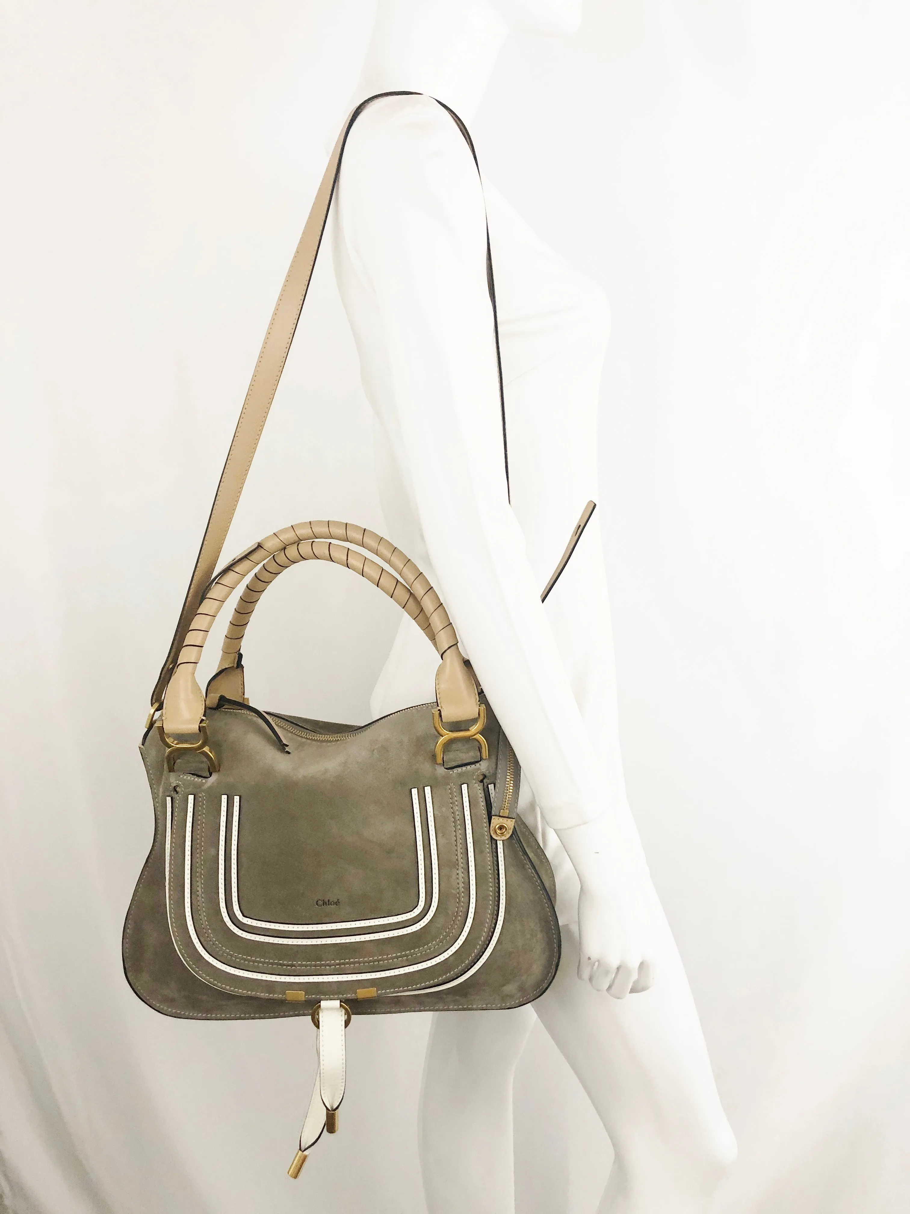 NEW Chloe Marcie Bi-Color Double Carry Bag