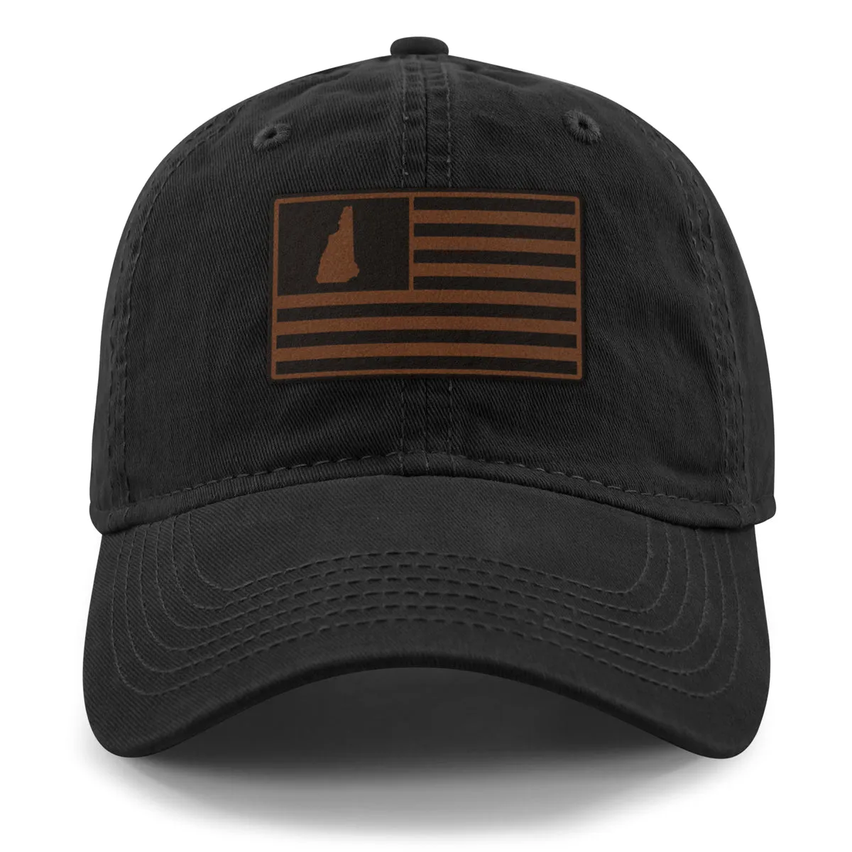 New Hampshire Striped Leather Patch Dad Hat