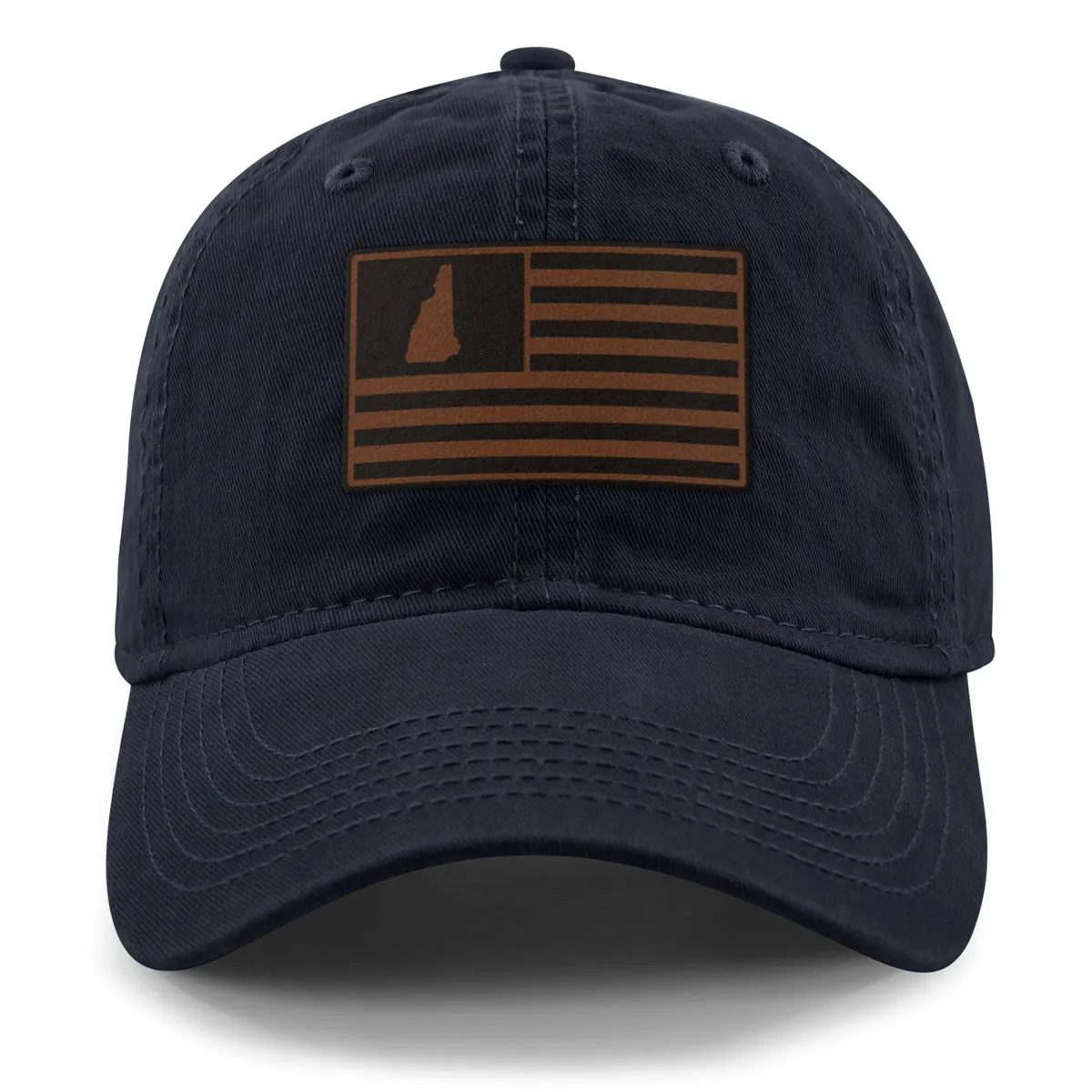 New Hampshire Striped Leather Patch Dad Hat