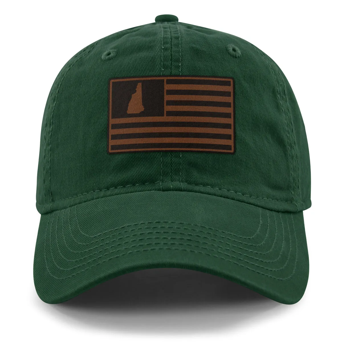 New Hampshire Striped Leather Patch Dad Hat