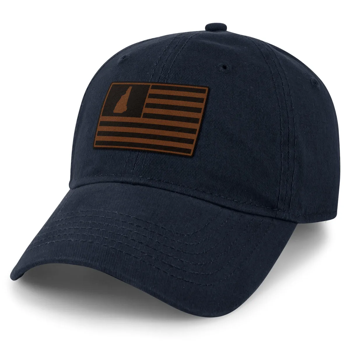 New Hampshire Striped Leather Patch Dad Hat