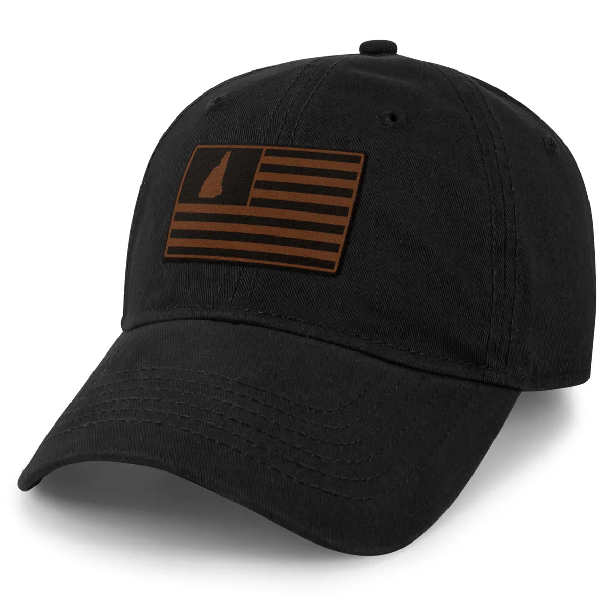 New Hampshire Striped Leather Patch Dad Hat