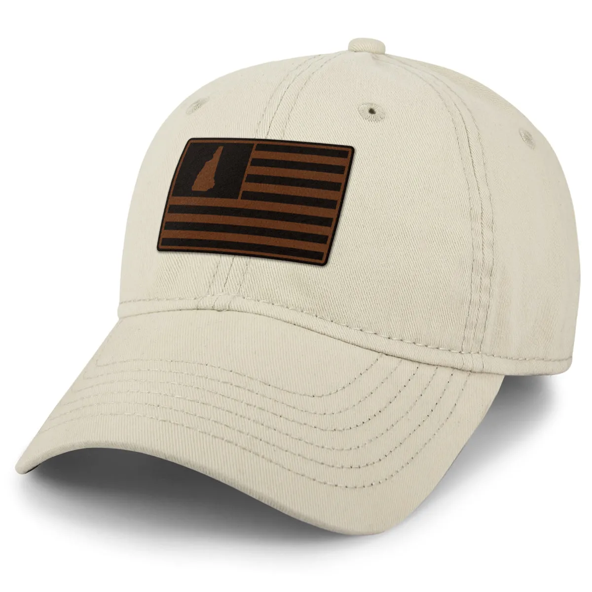 New Hampshire Striped Leather Patch Dad Hat