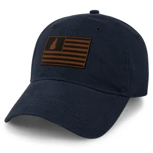 New Hampshire Striped Leather Patch Dad Hat