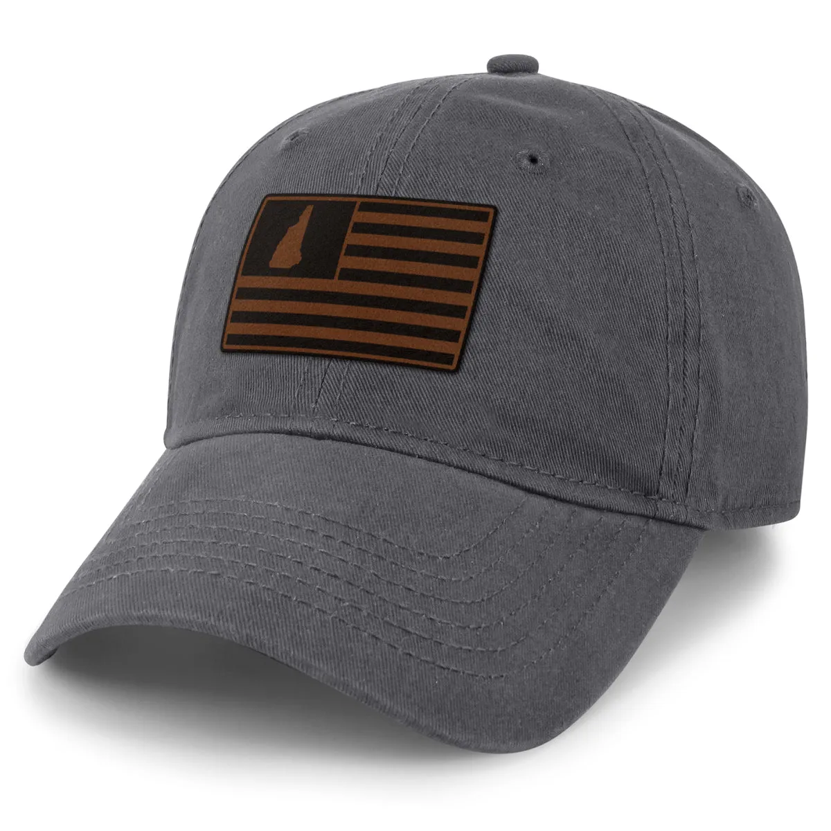 New Hampshire Striped Leather Patch Dad Hat