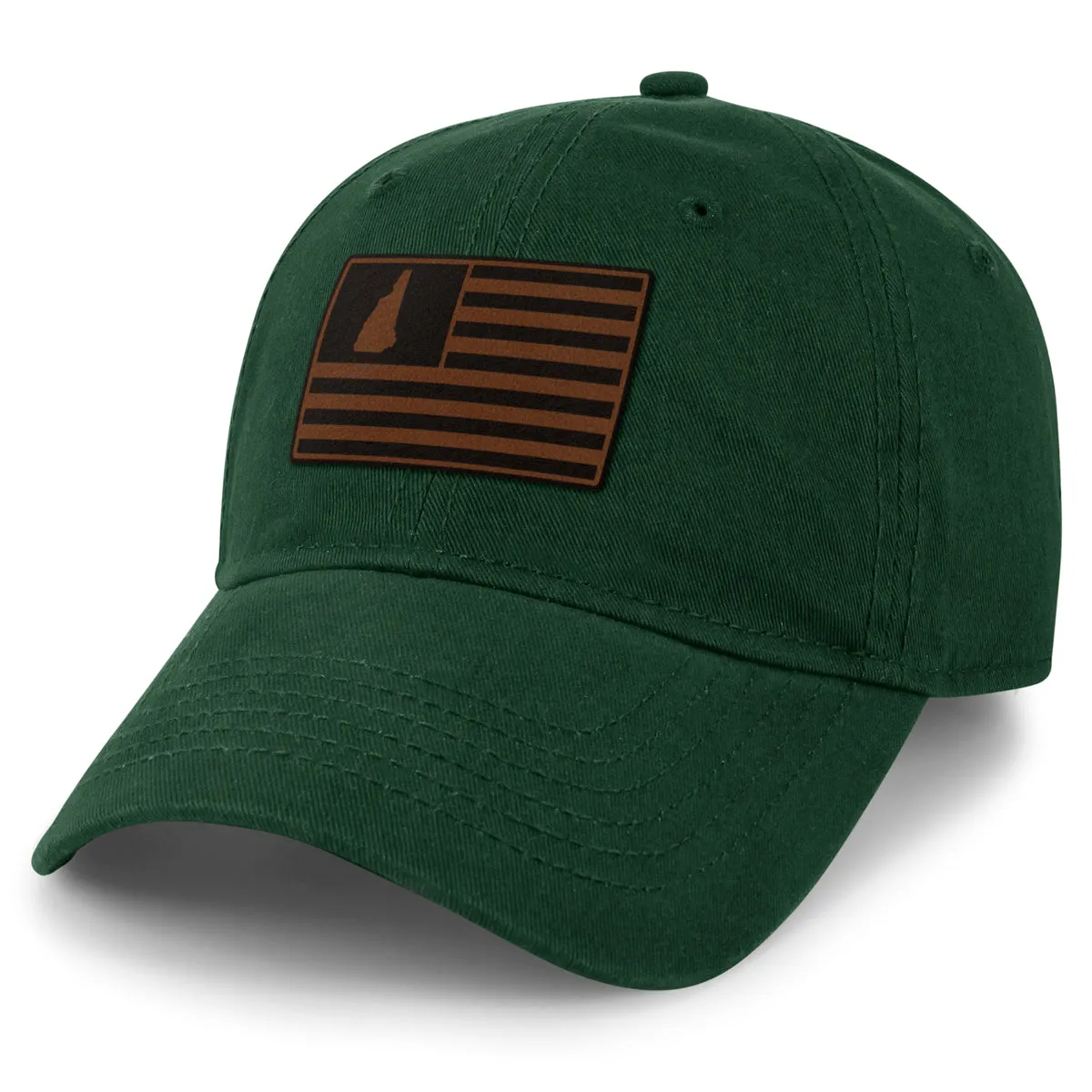 New Hampshire Striped Leather Patch Dad Hat