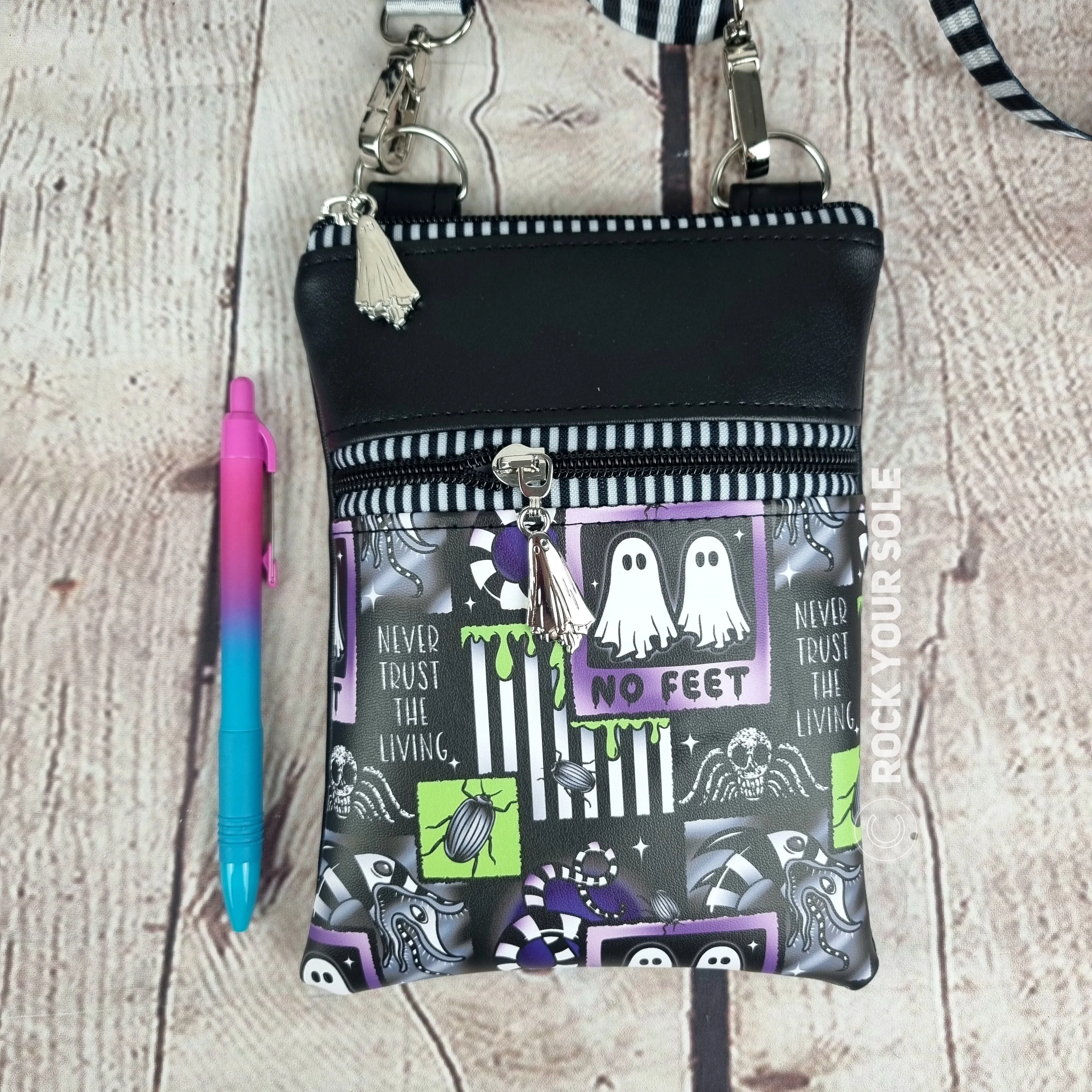 No Feet Beetlejuice Faux Leather Crossbody Phone Bag