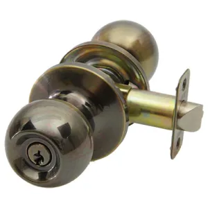 NuSet Fremont: Kwikset Keyed Entry Door Knob (Antique Brass)