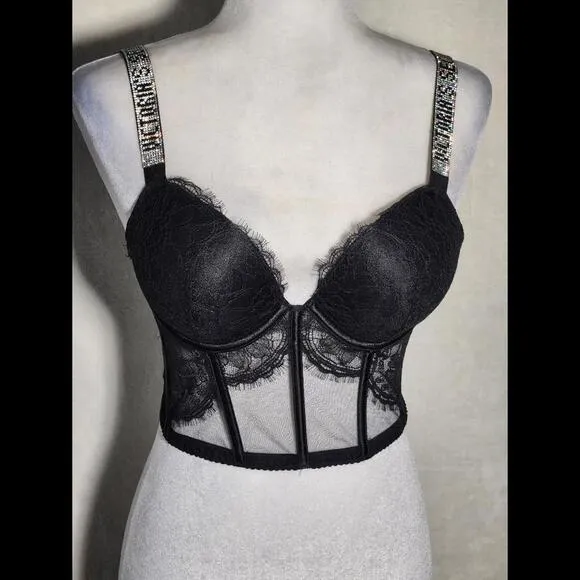 NWT Very Sexy Shine Strap Corset Bra Top, 32 C