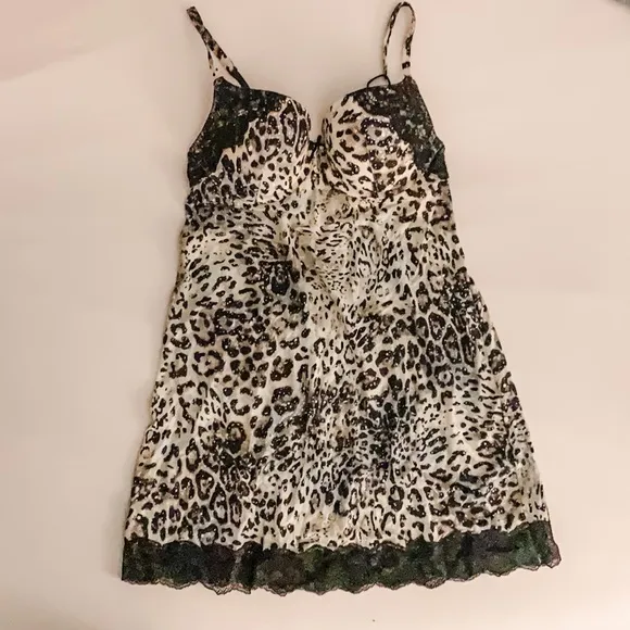 NWT VS Leopard Print Chemise with Built in Bra