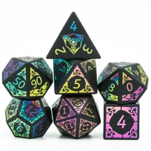 Obsidian (Rainbox Pattern) - Semi-Precious Gemstone Dice