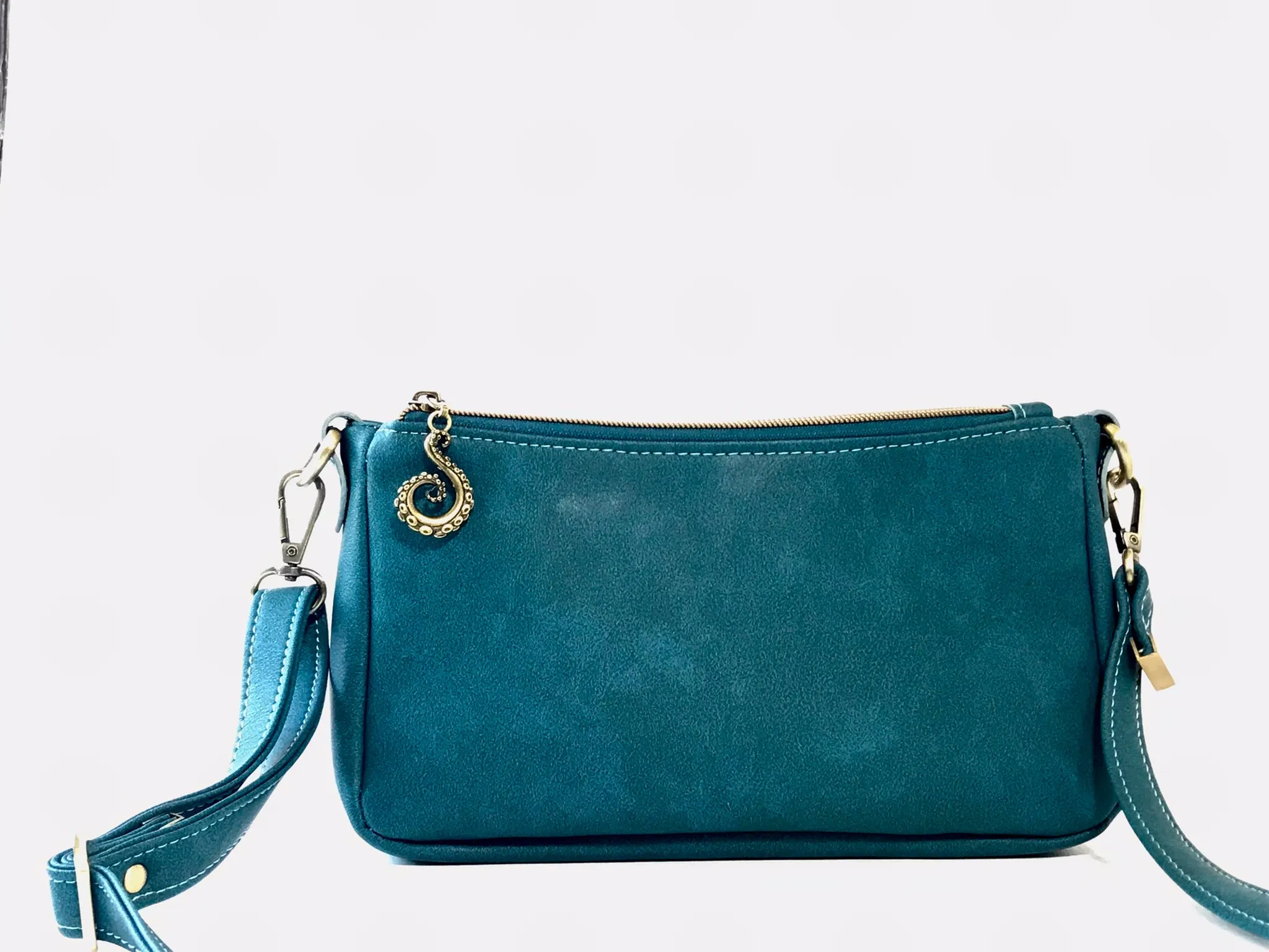 Octopus Adorned Teal Crossbody Purse