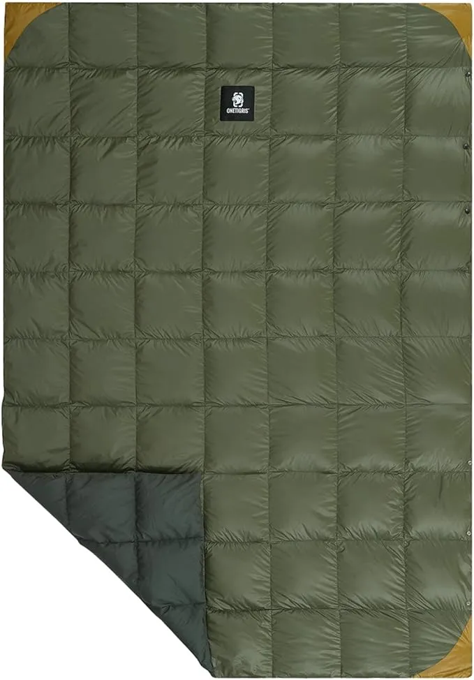 OneTigris Down Camping Blanket -Warm, Lightweight, Packable, Puffy Outdoor Travel Blanket for Cold Weather Backpacking Hiking Stadium Gardening Beach Picnic Quilt