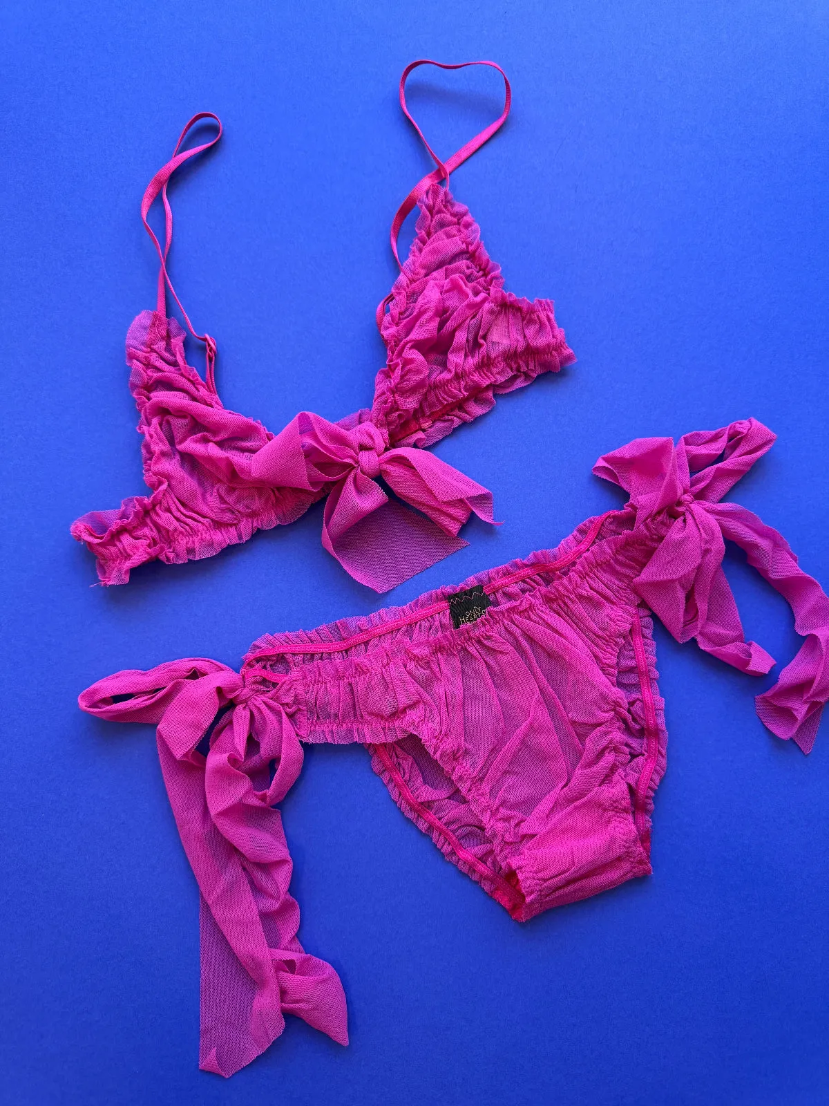 Only Hearts: Bowtie Tulle Bralette - Wild Rose