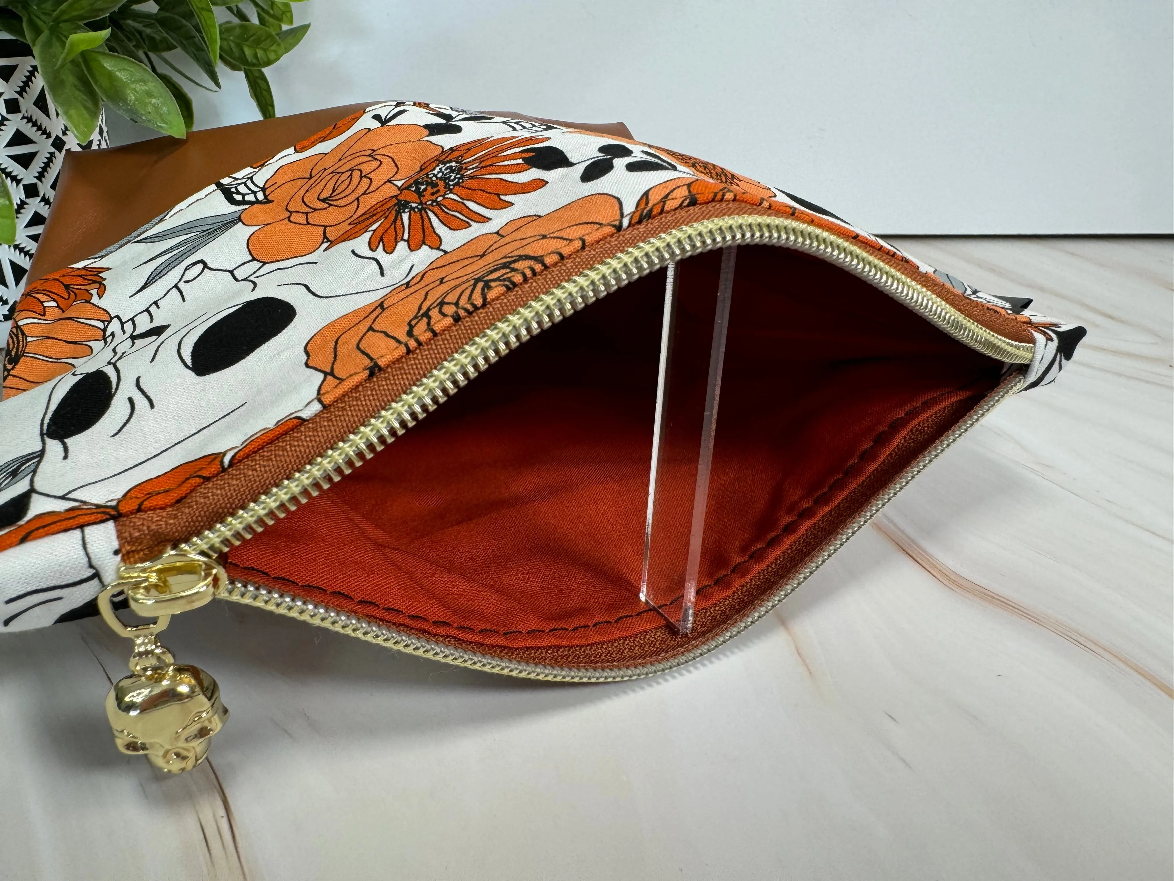 Orange Haunted Garden Zipper Bag