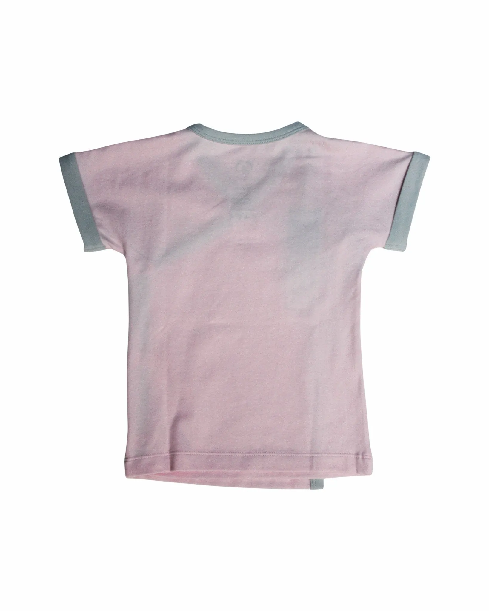 Organic Pink Samurai Tee with Contrast Trim for Girls