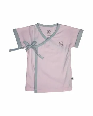 Organic Pink Samurai Tee with Contrast Trim for Girls