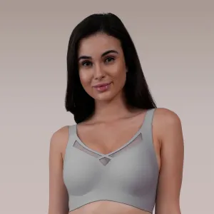 Padded Non-Wired Full Coverage Seamless T-Shirt Bra with Mesh Detailing