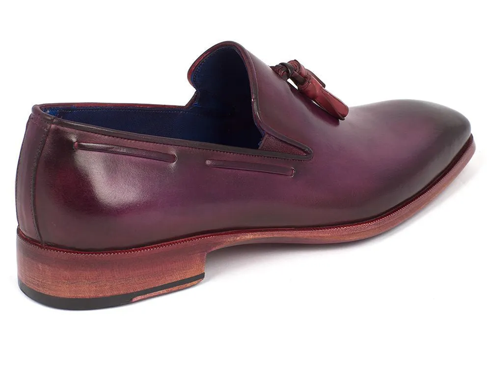 Paul Parkman Men's Leather Tassel Loafers in Purple