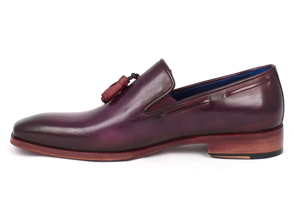 Paul Parkman Men's Leather Tassel Loafers in Purple