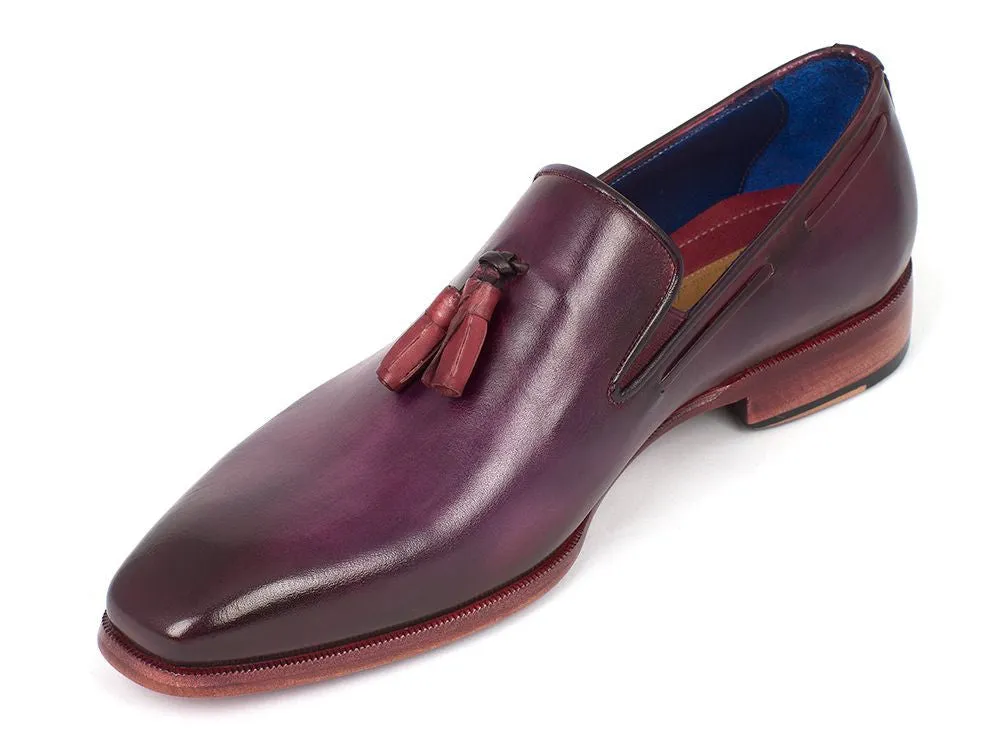 Paul Parkman Men's Leather Tassel Loafers in Purple