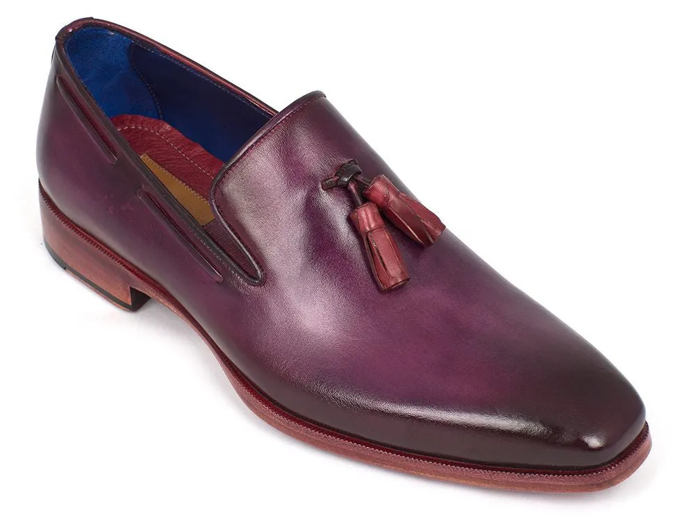 Paul Parkman Men's Leather Tassel Loafers in Purple
