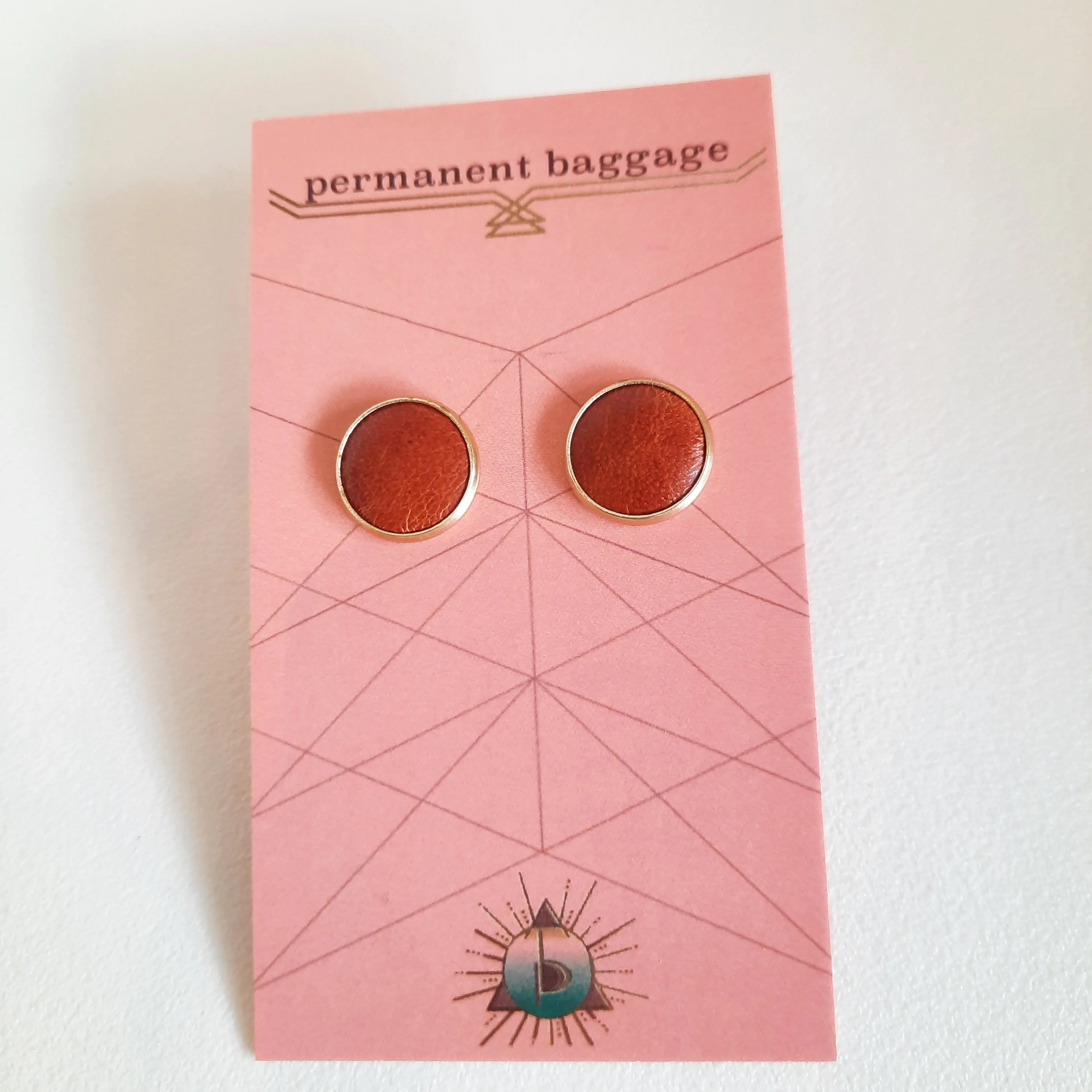 Permanent Baggage Button Leather Earrings