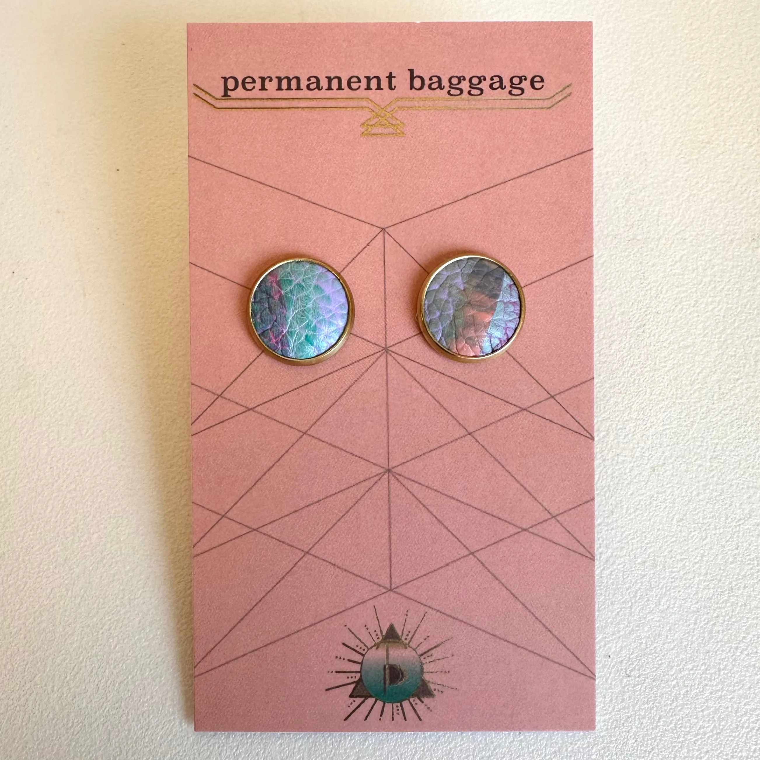 Permanent Baggage Button Leather Earrings