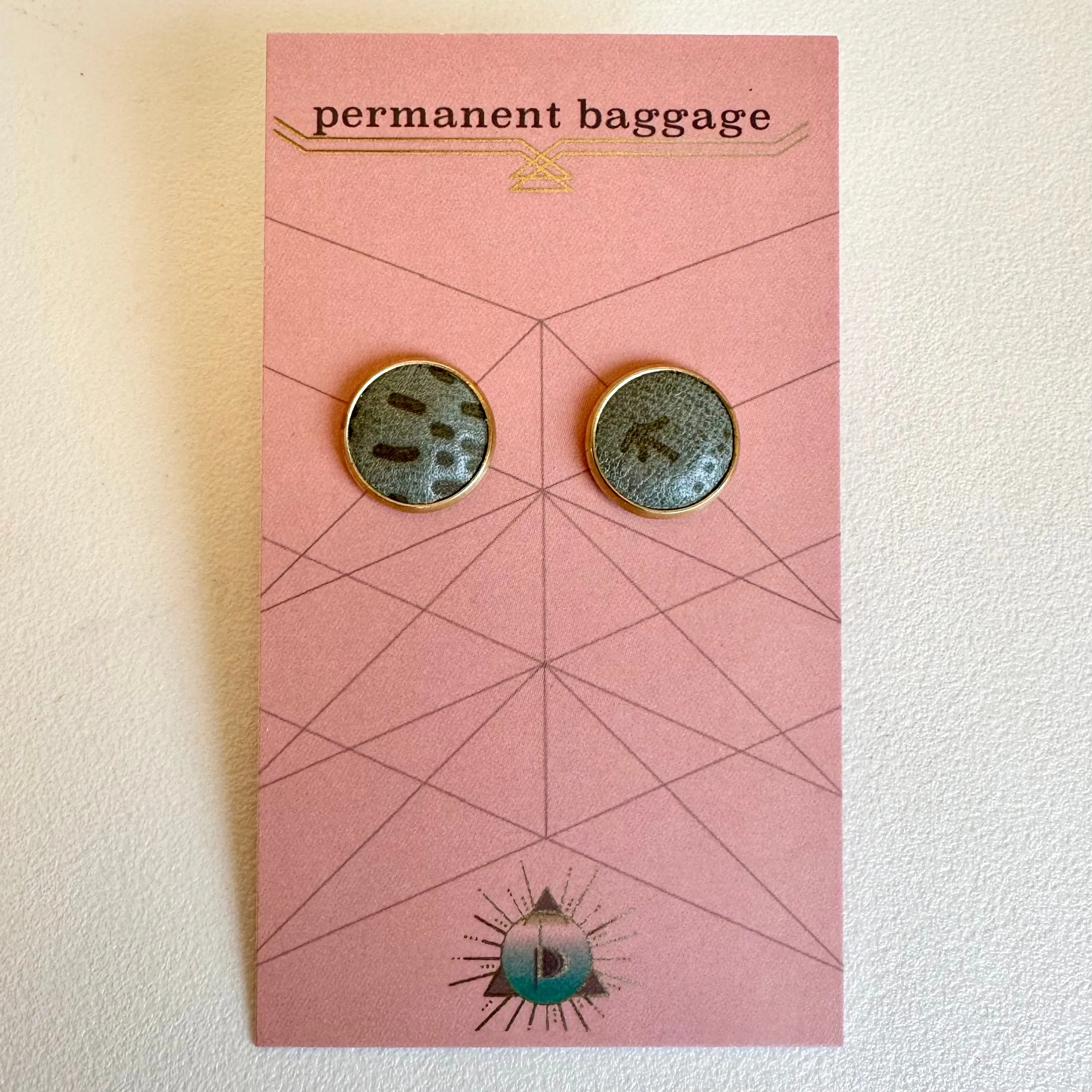 Permanent Baggage Button Leather Earrings