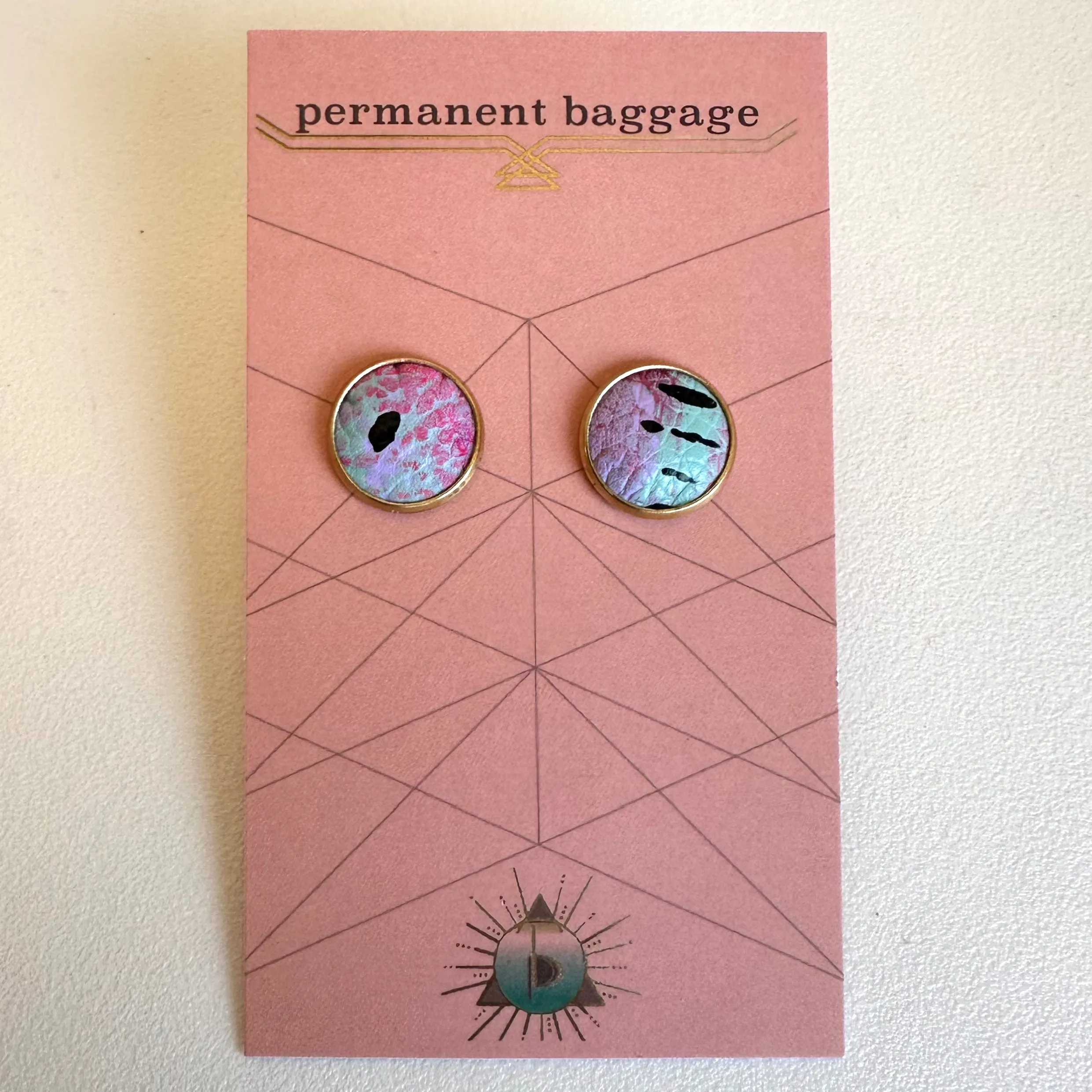 Permanent Baggage Button Leather Earrings