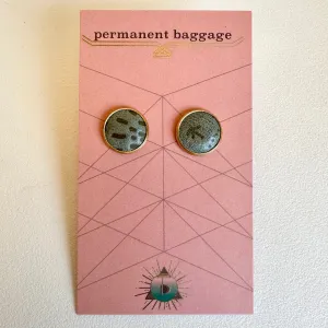 Permanent Baggage Button Leather Earrings