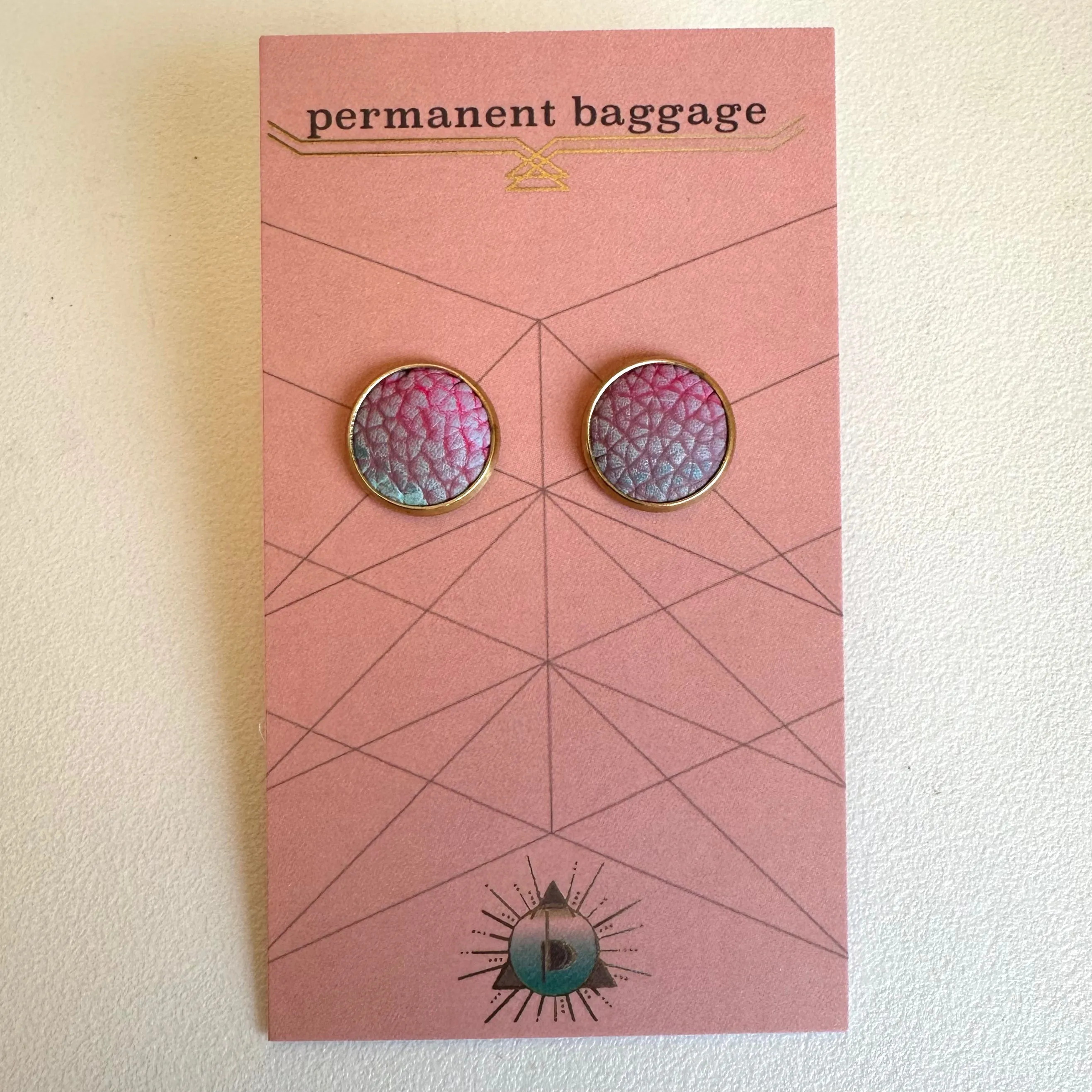Permanent Baggage Button Leather Earrings
