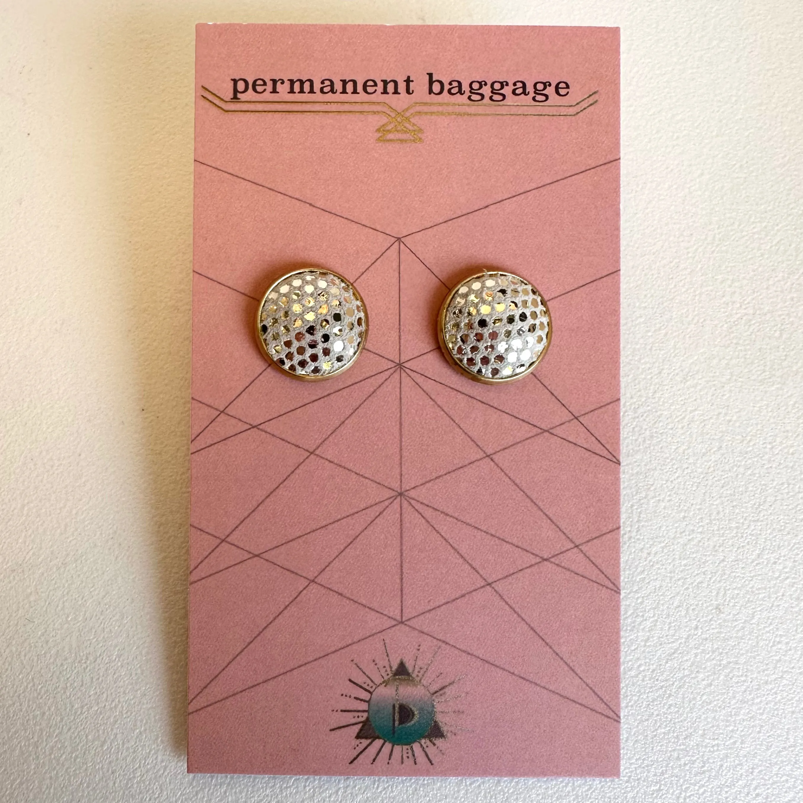 Permanent Baggage Button Leather Earrings