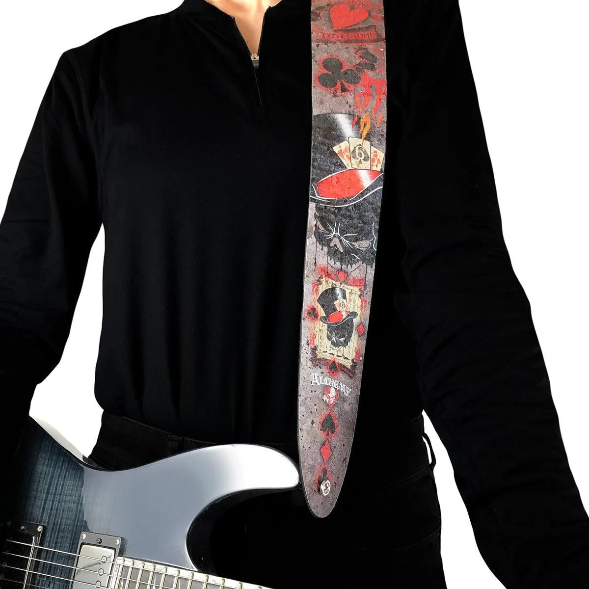 Perri's 2.5" Leather Guitar Strap ~ Alchemy Dead Draw