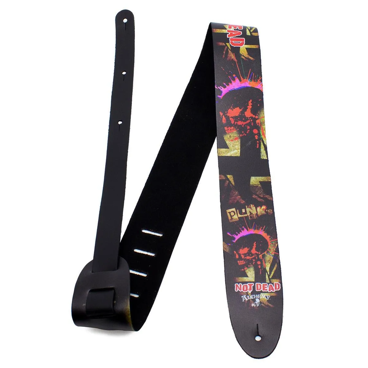Perri's 2.5" Leather Guitar Strap ~ Alchemy Punk's Not Dead