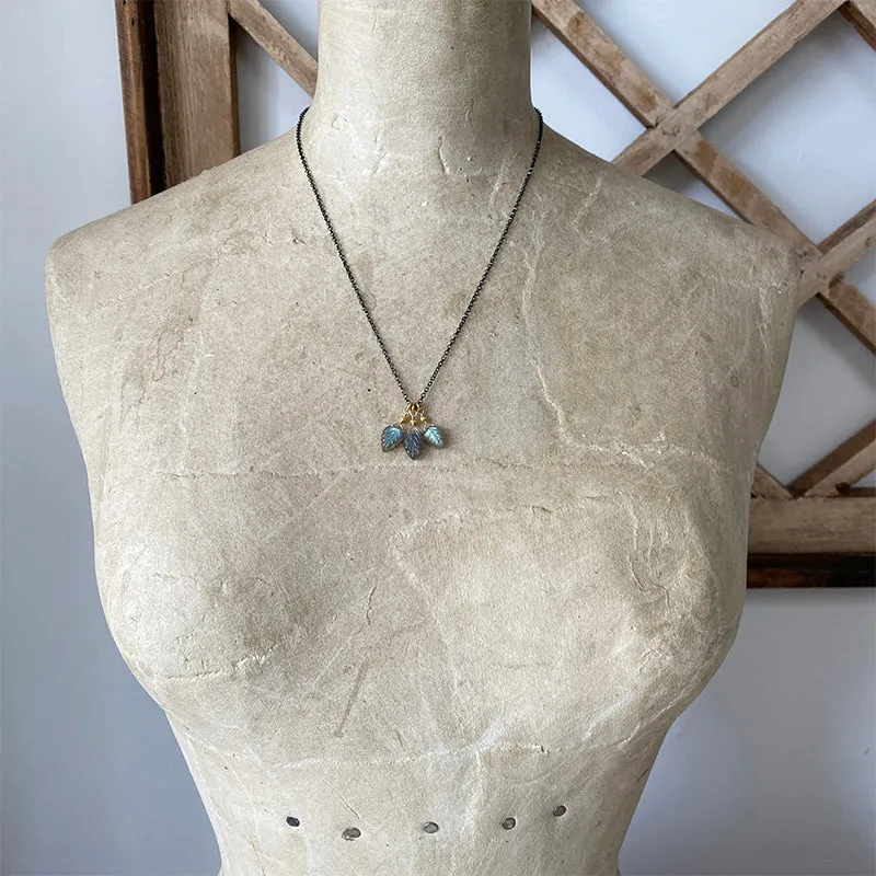 Petite Labradorite Leaf Necklace