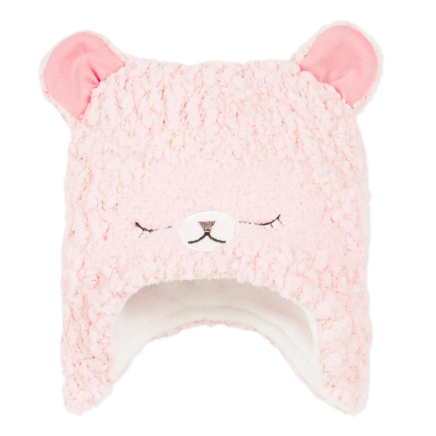 Pink Knit Hat with 3D Ears