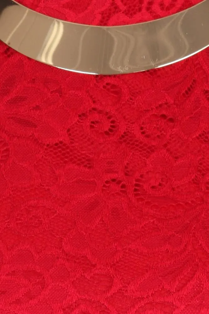 Plus Size Floral Romance Gold Neckline Lace Top