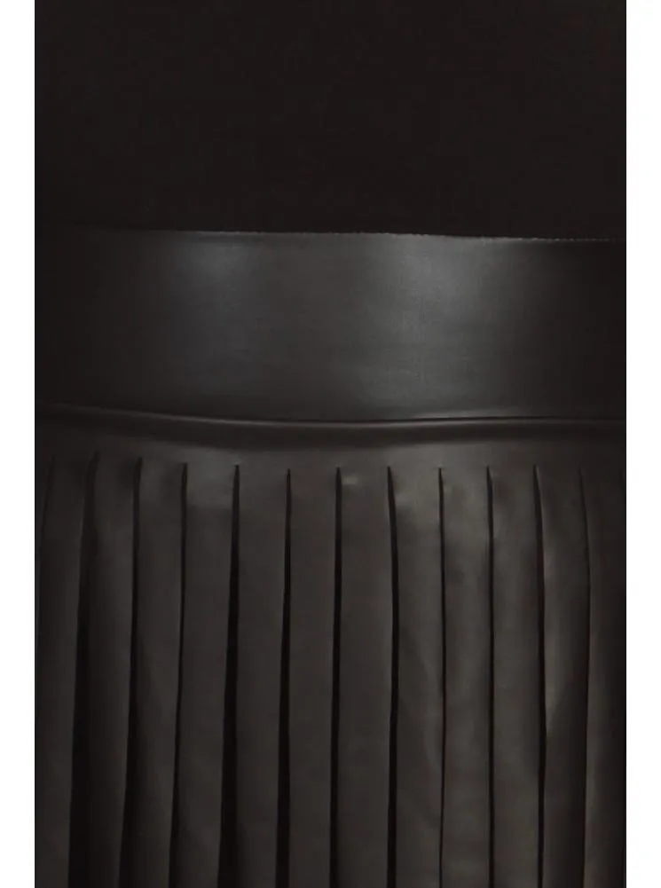 Plus Size Sway In Faux Leather Fringe Black Dress