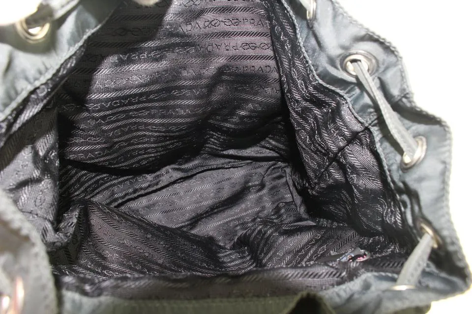 Prada Dark Green Tessuto Nylon Twin Pocket Backpack 885pr413